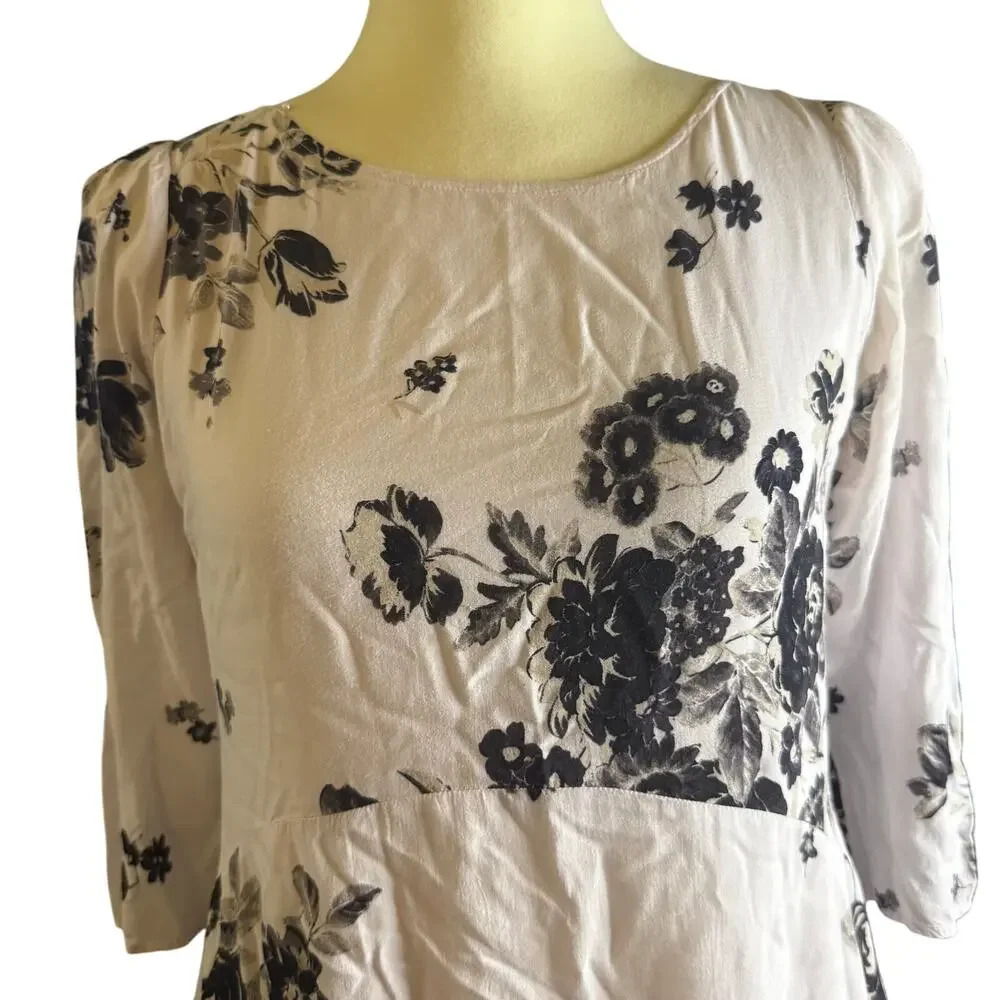 Free People Black & White Floral Back Cutout Dress, Women's Size XS